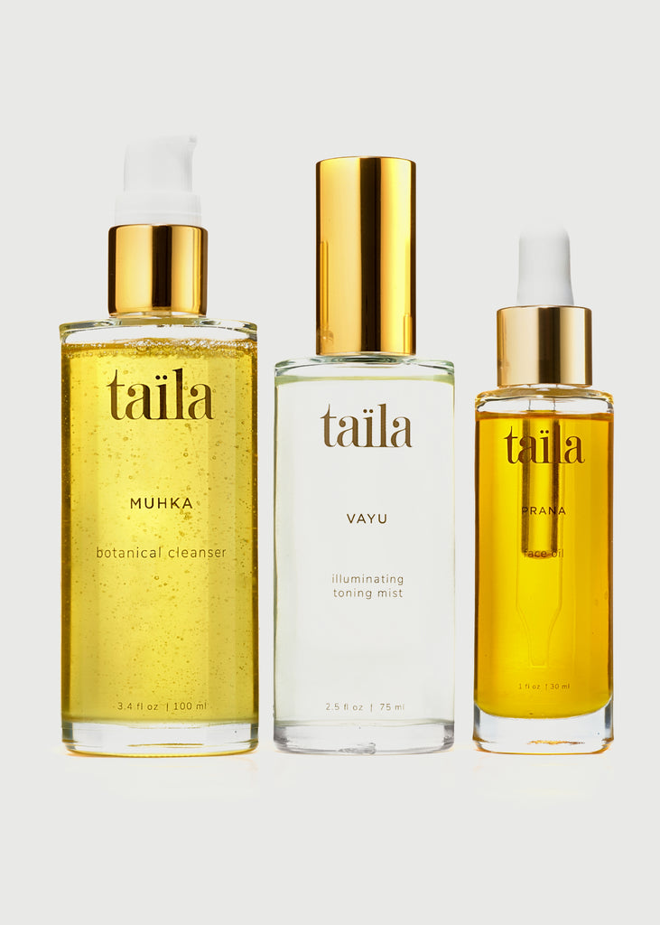 Skincare routine essentials for glowing skin. Rooted in the holistic science of Ayurveda drawing from Indian Beauty Rituals . Taila skincare