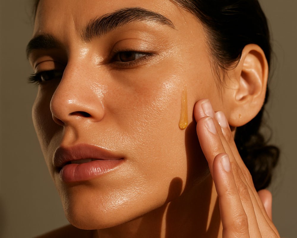 Ayurvedic oils melting into glowing summer skin