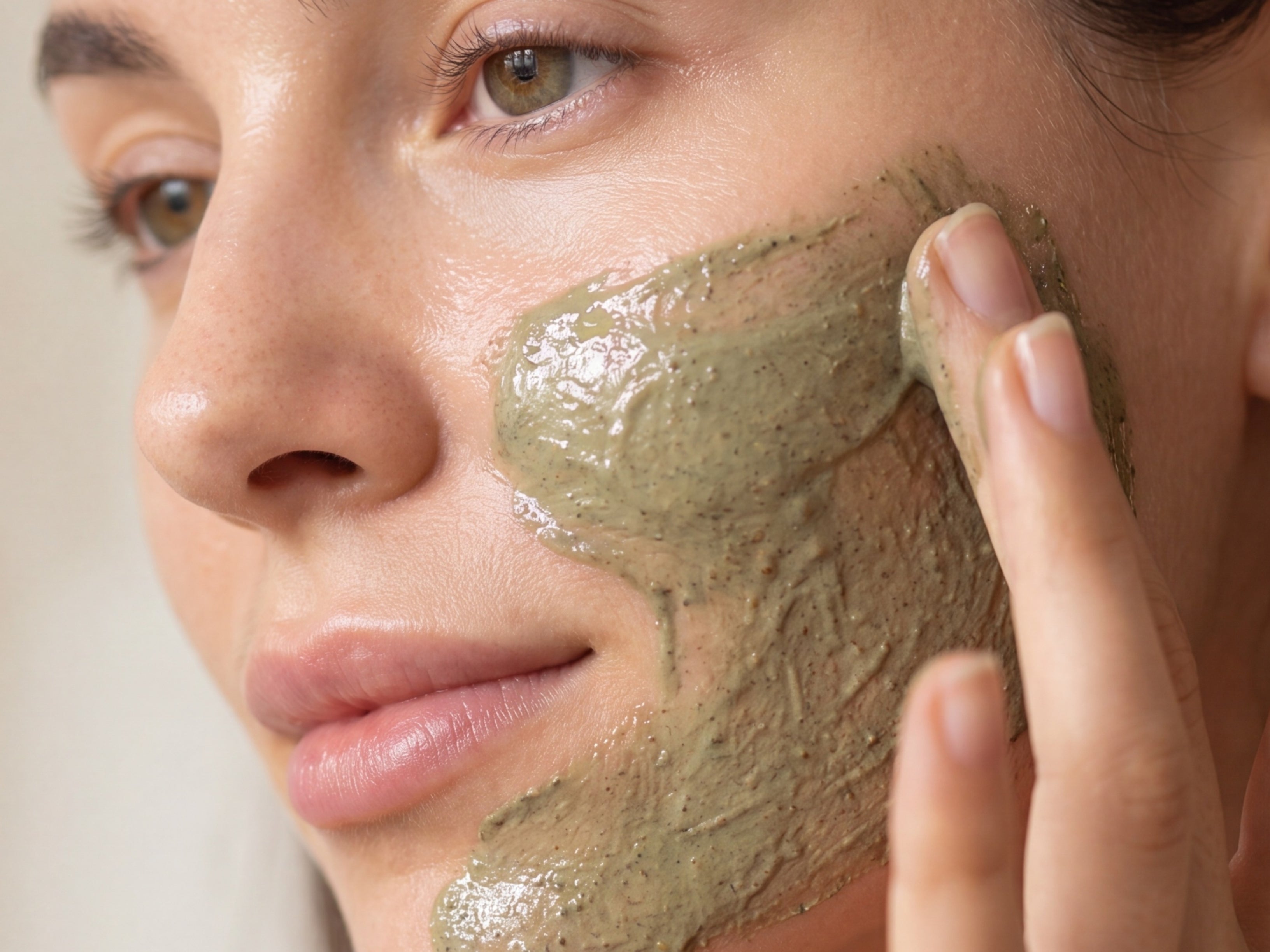 Woman applying NAVA JUNGOL detoxifying jungle face mask