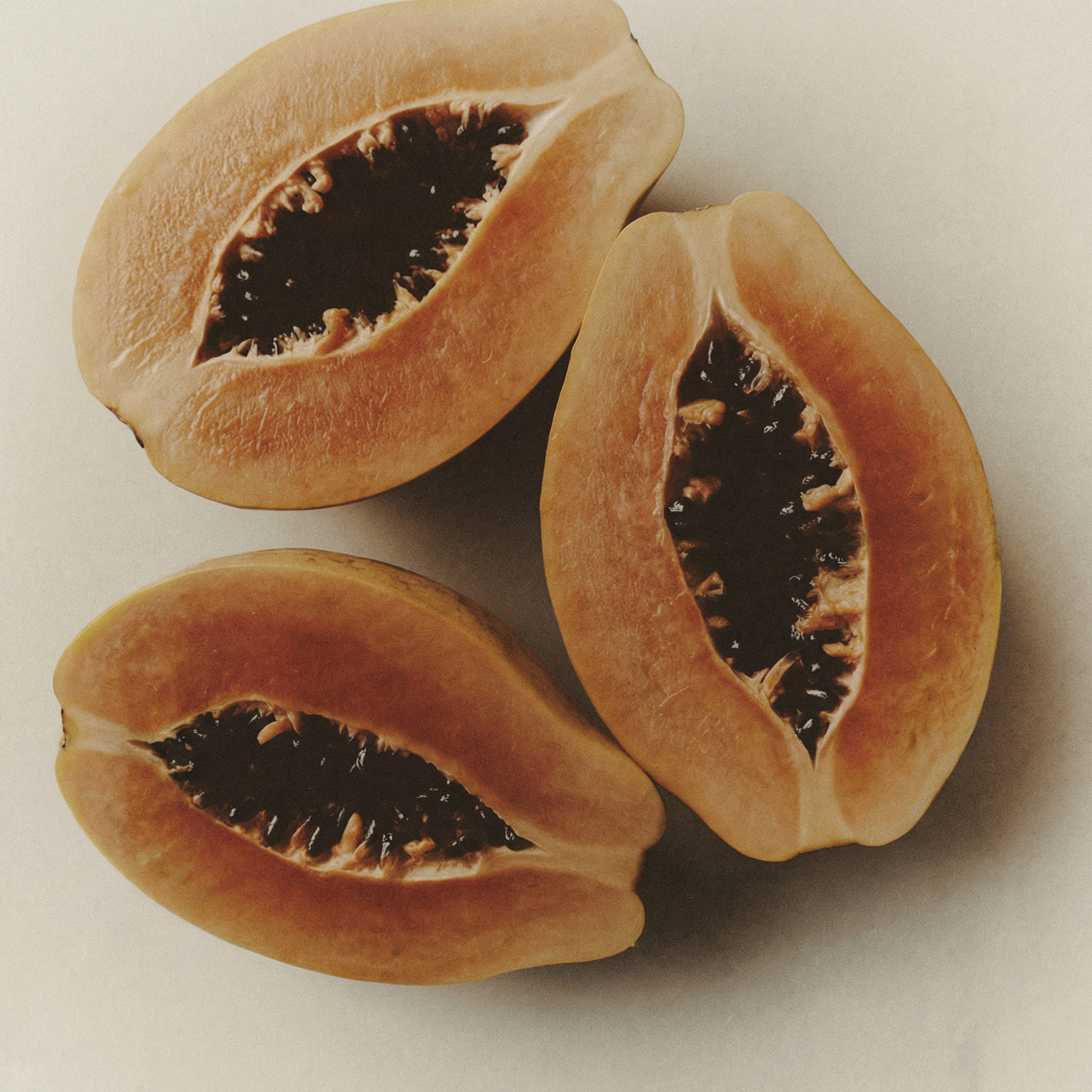 Fresh papaya fruit, a natural skincare ingredient rich in enzymes that help gently exfoliate dead skin cells and reveal smoother-looking skin.