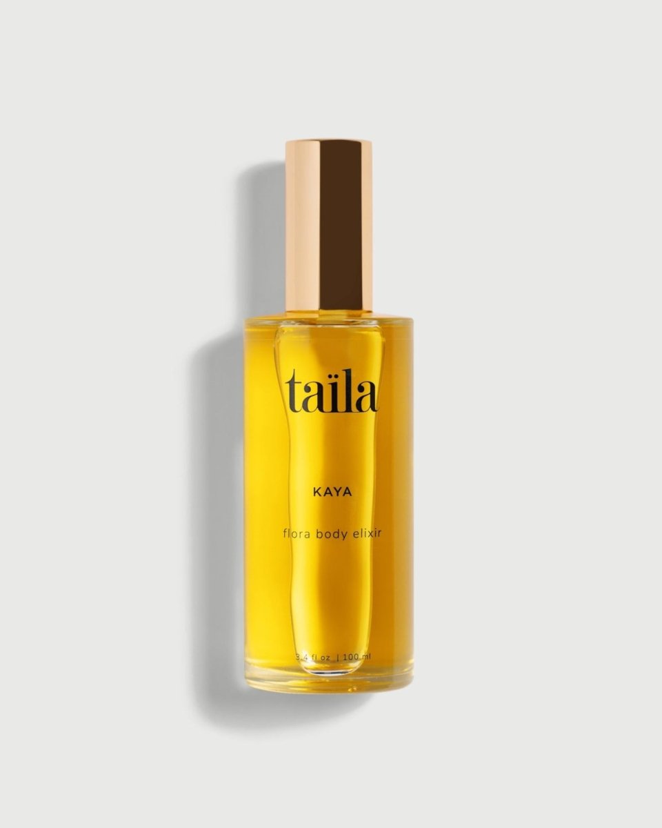The taïla Kaya Flora Body Oil Elixir bottle, displayed on a clean white background for luxury Ayurvedic body care